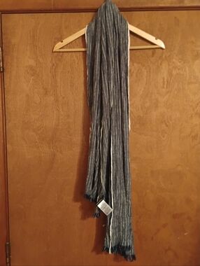 Banana Republic Grey Black And White Stripe Lightweight Scarf